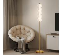 HARPER LIVING LED Floor Lamp Gold, 20W 2400LM Bright Standing Lamp with Foot Switch, 3 Colour Temperatures (3000K-6500K), Modern Corner Lamps for Living Room, Bedroom, Office