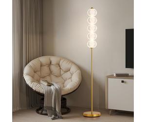 HARPER LIVING LED Floor Lamp Gold, 20W 2400LM Bright Standing Lamp with Foot Switch, 3 Colour Temperatures (3000K-6500K), Modern Corner Lamps for Living Room, Bedroom, Office