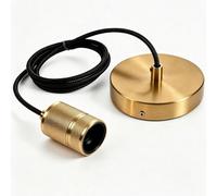 HARPER LIVING Light Fittings Ceilings, E27 Metal Pendant Lamp Holder, Braided Cable 30-158cm Adjustable, Class II Modern Ceiling Rose for Living Room Bedroom Hallway Dining Decor, Brass Finish