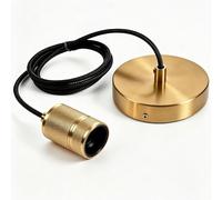 HARPER LIVING Light Fittings Ceilings, E27 Metal Pendant Lamp Holder, Braided Cable 30-158cm Adjustable, Class II Modern Ceiling Rose for Living Room Bedroom Hallway Dining Decor, Brass Finish
