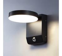 Harper Living Matt Black Modern Round Led Outdoor Wall Light Mains Powered, Weatherproof, With Pir Sensor Black One Size