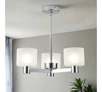 HARPER LIVING 3 Lights Chandeliers Ceiling Light, Chrome Semi Flush Ceiling Lamp with Sanded Glass Shades, 3xG9 Modern Ceiling Lighting for Living Room Bedroom Kitchen Hallway Dining Room