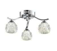 HARPER LIVING 3xG9 Semi Flush Modern Ceiling Light, Polished Chrome Finish, Glass Shade, Ideal for Living Room, Bedroom, Kitchen, Hallway, Hotel and B&B
