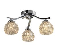 HARPER LIVING 3xG9 Semi Flush Modern Ceiling Light, Polished Chrome Finish, Glass Shade, Ideal for Living Room, Bedroom, Kitchen, Hallway, Hotel and B&B