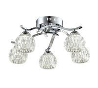 HARPER LIVING 5xG9 Chandelier Ceiling Lights, Modern Semi Flush Ceiling Lights Glass Shade, Polished Chrome Finish Ceiling Lamp, Ideal for Living Room, Bedroom, Kitchen, Hallway, Hotel