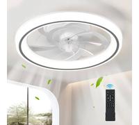 HARPER LIVING 48cm Ceiling Fan with Lights & Remote, 50W 4000LM Dimmable LED 3 Colours Ceiling Fans Lamp, 6 Speeds & Timer Ultra-Quiet Modern Fan Light for Bedroom Living Room Kitchen