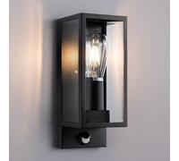 Harper Living Black Modern Clear Glass Motion Sensor Outdoor Wall Light