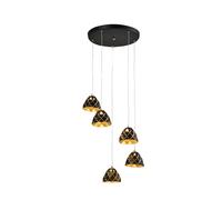 Harper Living Modern Led Pendant Black And Gold Finish With Metal Shades 5 Lights In Metallic Gold Metallic Gold One Size