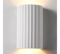 HARPER LIVING Modern Wall Light, 2xGU10 Cap Type Up and Down Wall Light, White Ceramic Paintable Shade with Wave Pattern for Living Room, Kitchen, Bedroom, Hallway