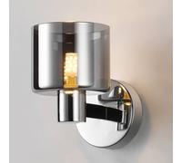 HARPER LIVING Modern Wall Light, Indoor Wall Lamp with Chrome Finish & Smoked Glass Shade, Wall Sconce Lights for Living Room, Bedroom Hallway Hotel B&B (G9 Base No Bulb)
