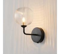 HARPER LIVING Modern Wall Light, Matt Black Finish Wall Lamp Indoor with Textured Glass Shade, G9 Bulb Base (No Bulb) Sconce Lights for Living Room, Bedroom, Hallway, Hotel, B&B