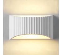 HARPER LIVING Modern Wall Light, Wave Pattern Shade, G9 Cap Type Up and Down Wall Lamp, White Ceramic Paintable Shade Wall Sconce Lamp for Hallway, Living Room, Kitchen, Bedroom