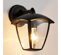 HARPER LIVING Outdoor Wall Lights, E27 Outside Lights Mains Powered, IP54 Weatherproof Aluminum, Black Exterior Wall Lamp with Clear Shade, Security Lights for Porch, Front Door, Garden, Patio