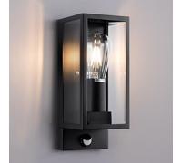 HARPER LIVING Outdoor Wall Light with Adjustable PIR Sensor, Weatherproof IP44, Non-Dimmable, Clear Glass Shades Matt Black Finish, Ideal for Outdoors
