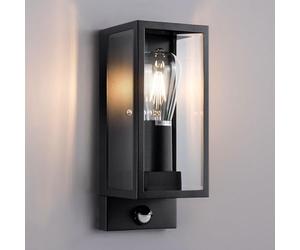 HARPER LIVING Outdoor Wall Light with Adjustable PIR Sensor, Weatherproof IP44, Non-Dimmable, Clear Glass Shades Matt Black Finish, Ideal for Outdoors
