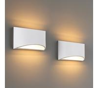 Harper Living Pack Of 2 White Art Deco Medium Plaster Indoor Wall Light (12 X 20 X 8.5Cm)