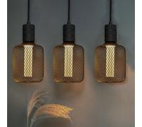 Harper Living Pack Of 3 Metal Cage Led E27 Bulbs, Square Shape