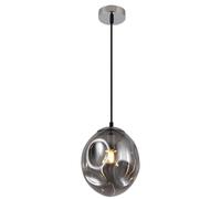 Harper Living Pendant Ceiling Light Oval Shade Smoke Grey Finish Grey One Size