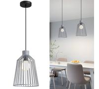 Harper Living Pendant Ceiling Light, Pendant Light Fitting with Cage Shade, Grey Harper Living Grey