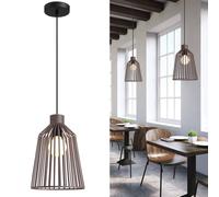 Harper Living Pendant Ceiling Light, Pendant Light Fitting with Cage Shade, Mocha in Brown Harper Living Brown