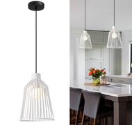 Harper Living Pendant Ceiling Light, Pendant Light Fitting with Cage Shade, White Harper Living White