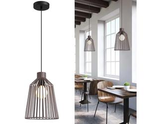HARPER LIVING Pendant Ceiling Light, Pendant Light Fitting with Metal Cage Shade, E27 Cap Type, Height 31-150cm, Vintage Hanging Lights for Bedroom, Dining Room, Kitchen Island, Hallway, Hotel (Mocha)