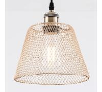 HARPER LIVING Penadant Ceiling Light Shade, Easy Fit Compact Vintage Lamp Shades, Gold Wire Mesh Basket, Metal Lampshades for Bedroom Ceiling Light Pendant (Gold)