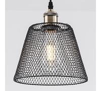 HARPER LIVING Pendant Ceiling Light Shade, Easy Fit Lampshades Black Metal Mesh, Lamp Shades, Reducing Ring Included, Vintage Ceiling Basket Cage for Bedroom Ceiling Lights Pendant (Black)
