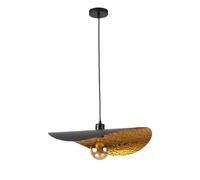 HARPER LIVING Pendant Light Fitting Black & Gold Finish, Adjustable Ceiling Pendant Lamp with E27 Bulb Holder, Modern Hanging Light for Dining Room Kitchen Living Room (50cm x 46cm x 117cm)
