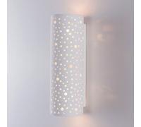 Harper Living Perforated Up/Down Ceramic Wall Light, Cylinder Shade, 2Xe14 Bulb Cap 40 Watts Maximum Each, White Finish, White