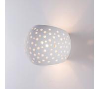 Harper Living Perforated Up/Down Ceramic Wall Light, Open Sphere Shade, 1Xg9 Bulb Cap 25 Watts Maximum, White Finish, White