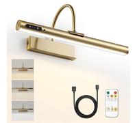 HARPER LIVING Picture Light for Wall Antique Brass, Rechargeable Picture Light with Remote, Dimmable & 3 Color Temps, Magnetic Battery Operated Wall Lights for Dartboard Frame Gallery