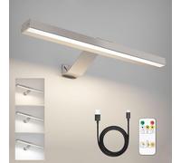 HARPER LIVING Picture Light for Wall Brushed Nickel, 5000mAh Battery Operated Wall Lights with Remote, Magnetic Rechargeable Lamp Dimmable & 3 Color Temps, Display Lamp for Dartboard Frame Gallery