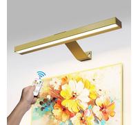 HARPER LIVING Picture Light for Wall Satin Gold, 5000mAh Battery Operated Picture Lights with Remote, Rechargeable Wall Light Indoor, Dimmable & 3 Color Temps, Display Lamp for Dartboard Frame Gallery