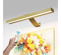 HARPER LIVING Picture Light for Wall Satin Gold, 5000mAh Battery Operated Picture Lights with Remote, Rechargeable Wall Light Indoor, Dimmable & 3 Color Temps, Display Lamp for Dartboard Frame Gallery