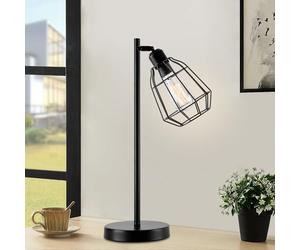 HARPER LIVING Plug in Table Lamp, Caged Bedside Table Light with Switch, E27 Cap, Reading Desk Lamp Black Vintage Finish, Ideal for Living Room, Bedroom, Bedside Tables, Bulb Not Included