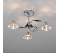 Harper Living Polished Chrome Spiral 3-Light Semi-Flush Ceiling Light