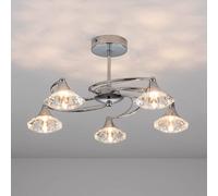 Harper Living Polished Chrome Spiral 5-Light Semi-Flush Ceiling Light