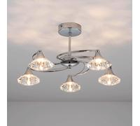 Harper Living Polished Chrome Spiral 5 Light Semi Flush Ceiling Light in Silver Harper Living Silver