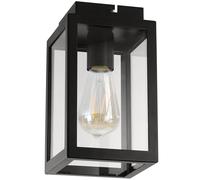 HARPER LIVING 1XE27/ES Semi-Flush Ceiling Light, IP20, Black with Clear Glass, Suitable for LED Upgrade, Ideal for Kitchen, Hallway, Porch Hotel, B&B