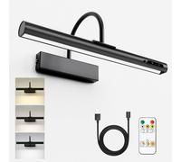 Harper Living Rechargeable Arched Picture Light With Remote, Dimmable In Black Black