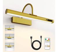Harper Living Rechargeable Arched Picture Light With Remote, Dimmable In Gold Gold