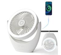 HARPER LIVING Rechargeable Desk Fan, Portable USB Table Fan with LED Light, Desktop Fan 3 Speeds & Stepless Dimming, 120° Adjustable, Silent Small Fan for Bedroom Office Camping Travel
