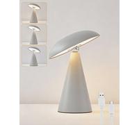 Harper Living Rechargeable Table Lamp, Magnetic Touch Mushroom Bedside Light Dimmable, Portable Desk Lamp, Matt Light Grey