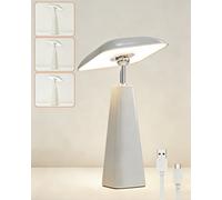 Harper Living Rechargeable Table Lamp, Magnetic Touch Mushroom Bedside Light Dimmable, Portable Desk Lamp, Light Grey