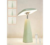 HARPER LIVING Rechargeable Table Lamp, Magnetic Touch Mushroom Bedside Light Dimmable, Portable LED Battery Desk Lamp for Bedroom Living Room Home Office Kids Room (Shiny Light Green)