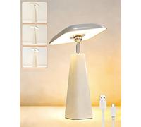 HARPER LIVING Rechargeable Table Lamp, Magnetic Touch Mushroom Bedside Light Dimmable, Portable LED Battery Desk Lamp for Bedroom Living Room Home Office Kids Room (Shiny Light Apricot)