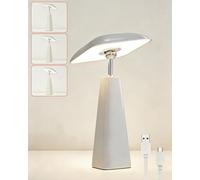 HARPER LIVING Rechargeable Table Lamp, Magnetic Touch Mushroom Bedside Light Dimmable, Portable LED Battery Desk Lamp for Bedroom Living Room Home Office Kids Room (Shiny Light Grey)