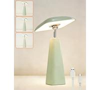HARPER LIVING Rechargeable Table Lamp, Magnetic Touch Mushroom Bedside Light Dimmable, Portable LED Battery Desk Lamp for Bedroom Living Room Home Office Kids Room (Shiny Light Green)