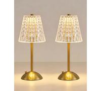 HARPER LIVING Rechargeable Table Lamp Set of 2, LED Desk Lamp Battery Operated, 3 Colours & Dimmable, Cordless Touch Lamps Bedside Reading Light for Bedroom Living Room Bar Restaurant, Gold